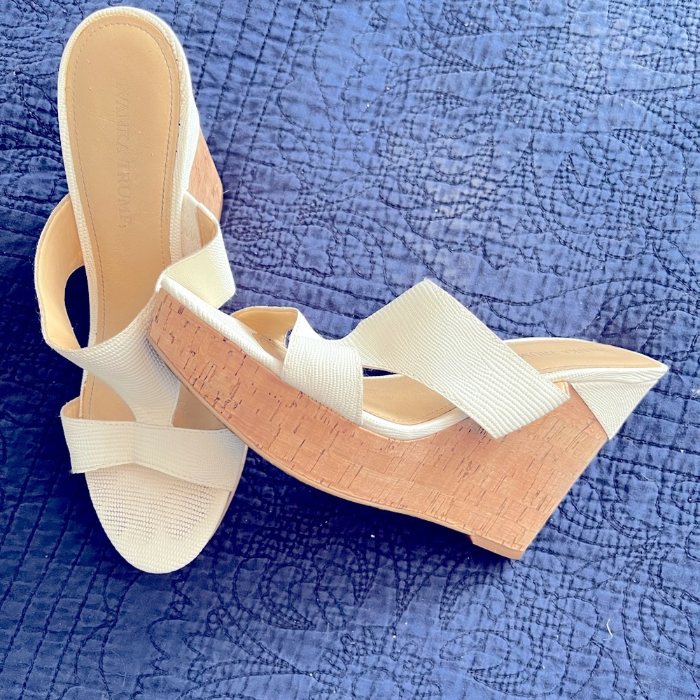 Ivanka Trump White Wedge Heels
